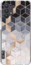 Casetastic Samsung Galaxy A32 (2021) 5G Hoesje - Softcover Hoesje met Design - Soft Blue Gradient Cubes Print