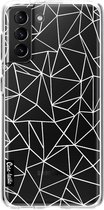 Casetastic Samsung Galaxy S21 Plus 4G/5G Hoesje - Softcover Hoesje met Design - Abstraction Outline White Transparent Print