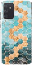 Casetastic Samsung Galaxy A72 (2021) 5G / Galaxy A72 (2021) 4G Hoesje - Softcover Hoesje met Design - Honeycomb Art Blue Print