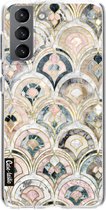 Casetastic Samsung Galaxy S21 4G/5G Hoesje - Softcover Hoesje met Design - Art Deco Marble Tiles Print