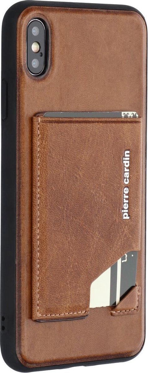 Bruin hoesje van Pierre Cardin - Backcover - Stijlvol - Leer - iPhone Xs Max - Luxe cover