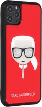 Rood hoesje van Karl Lagerfeld - Backcover - Glitter - iPhone 11 Pro Max - Signature - KLHCN65DLHRE