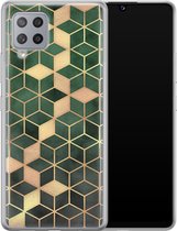 Samsung Galaxy A42 hoesje siliconen - Groen kubus - Soft Case Telefoonhoesje - Print / Illustratie - Groen
