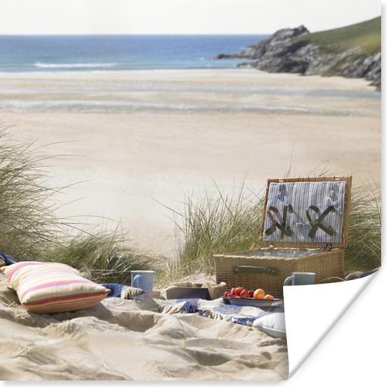 Collectief As muur Poster - Picknick in de duinen bij het strand - 100x100 cm XXL / | bol.com