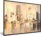 Fotolijst incl. Poster - Schilderij - Olieverf - Abstract - Skyline - 80x60 cm - Posterlijst