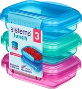 Boîte à lunch Sistema | 200 ml | petites boîtes à goûter | Plastique sans BPA | couleurs mélangées | 3 pièces