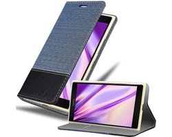 Cadorabo Hoesje geschikt voor Nokia Lumia 1520 in DONKERBLAUW ZWART - Beschermhoes met magnetische sluiting, standfunctie en kaartvakje Book Case Cover Etui