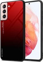 Cadorabo Hoesje voor Samsung Galaxy S21 5G in ROOD - ZWART - Tweekleurige beschermhoes van TPU-silicone Case Cover en achterzijde van gehard glas