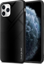 Coque Cadorabo pour Apple iPhone 11 PRO MAX - Look rayé en OPAL BLACK - Coque de protection en verre trempé et silicone TPU
