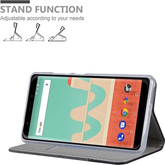 Étui Cadorabo pour WIKO VIEW GO en GRIS NOIR - Étui de protection avec fermeture magnétique