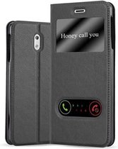 Cadorabo Hoesje geschikt voor Nokia 3 2017 in KOMEET ZWART - Beschermhoes met magnetische sluiting, standfunctie en 2 kijkvensters Book Case Cover Etui