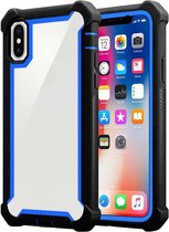 Cadorabo Hoesje voor Apple iPhone XS MAX in BLAUW ZWART - 2-in-1 beschermhoes met TPU siliconen rand en acrylglas achterkant
