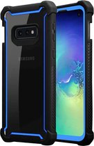 Cadorabo Hoesje geschikt voor Samsung Galaxy S10e in BLAUW ZWART - 2-in-1 beschermhoes met TPU siliconen rand en acrylglas achterkant