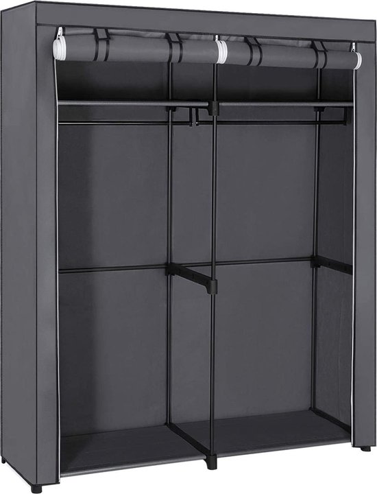 Relaxdays Hoekkast, 3e Generatie, 8 Planken, 2 Kledingstangen Insteeksysteem 2 Deuren Hbt 169x100x83 Cm Wit