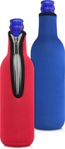 kwmobile 2 Refroidisseur de bouteille compatible avec une bouteille de 330 à 500 ml - Pour la bière et autres boissons froides - Fabriqué en néoprène isolé - Housse pour bouteille en rouge / bleu.