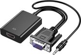 Techvavo® VGA (+ Audio) naar HDMI Adapter Converter Universeel - Met 3.5MM Jack Aux & USB Voeding Kabel - Analoog Naar Digitaal Video Omvormer - Male To Female - 1080P Full HD - inclusief USB voedingskabel