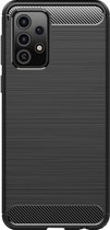 Shop4 - Samsung Galaxy A73 5G Hoesje - Zachte Back Case TPU Siliconen Brushed Carbon Zwart