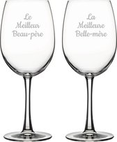 Rode wijnglas gegraveerd - 46cl - Le Meilleur Beau-père & La Meilleure Belle-mère