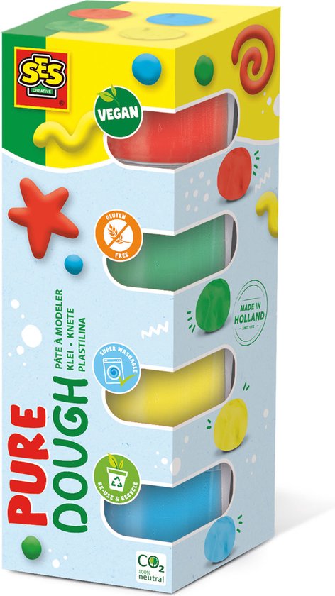 SES Creative - Feel Good Klei - Pure (4x90g) - Vegan en Glutenvrij - Herbruikbaar - Uitwasbaar - Vanaf 1 jaar