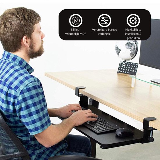 Lovnix Toetsenbordhouder - Ergonomisch - Bureau gemonteerd - Bol