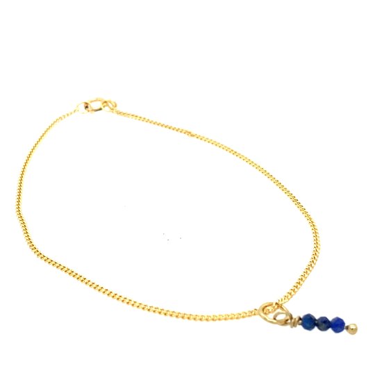 Pat's Jewels Armband - Armband Dames - Minimalistische armband -Edelsteen - Blauw - Goud