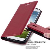 Cadorabo Hoesje geschikt voor Samsung Galaxy S4 in APPEL ROOD - Beschermhoes met magnetische sluiting, standfunctie en kaartvakje Book Case Cover Etui