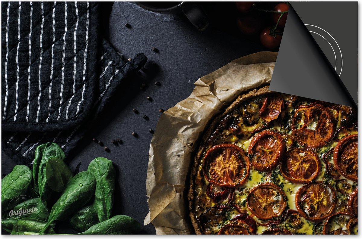 Inductie beschermer 71x52 - afdekplaat inductie mat - Dietrix Kookplaat beschermer - DELUXE - Food - Pizza tomaten