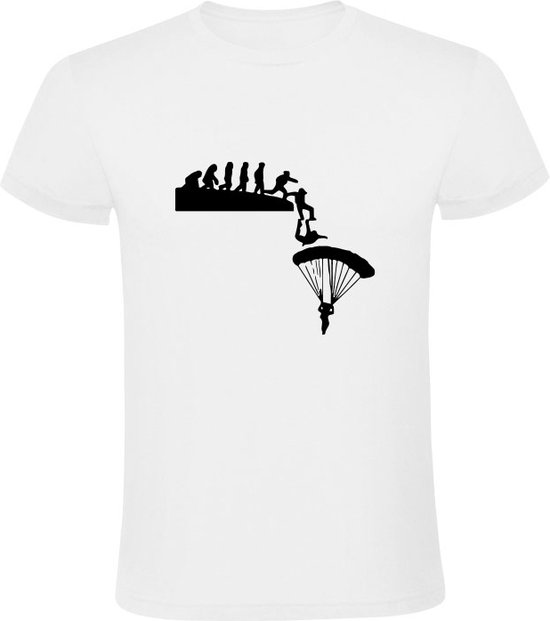 Evolution du parachutisme T-shirt Homme | le parachutisme | saut de base | chute libre | parachutisme | parachute | Blanc