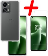 Hoes Geschikt voor OnePlus Nord 2T Hoesje Siliconen Back Cover Case Met Screenprotector - Hoesje Geschikt voor OnePlus Nord 2T Hoes Cover Hoesje - Transparant