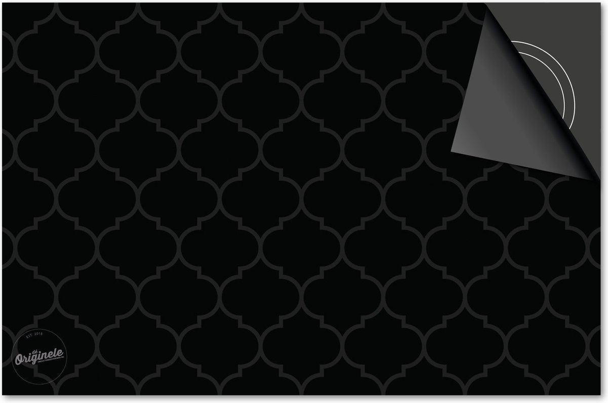 Inductie beschermer 78x52 - afdekplaat inductie mat - Dietrix Kookplaat beschermer - Exclusief - Hexagon - Marokkaanse print zwart