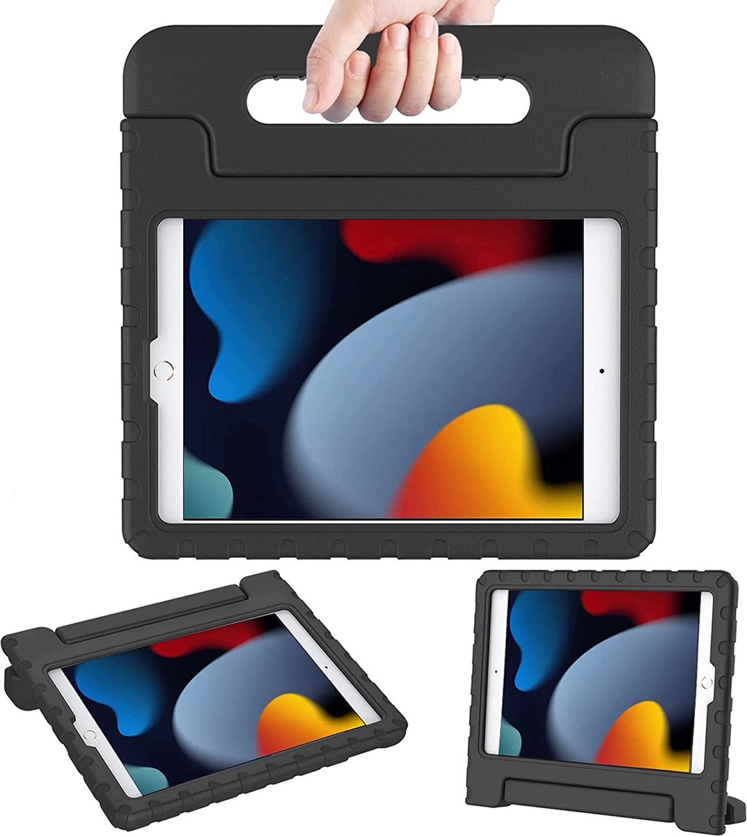 iPad 2021 Hoes Kinderen Zwart - iPad 10.2 (2019) kinderen Hoes - iPad 10.2 (2020) Hoes Kidsproof Backcover met handvat - Ntech
