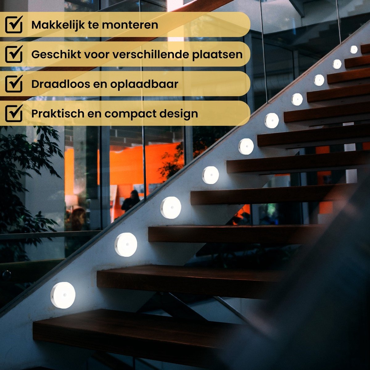Motion Sensor nachtlampje oplaadbare LED nachtlampje garderobe trap veilige verlichting voor hal, slaapkamer, keuken, badkamer, keuken koel wit