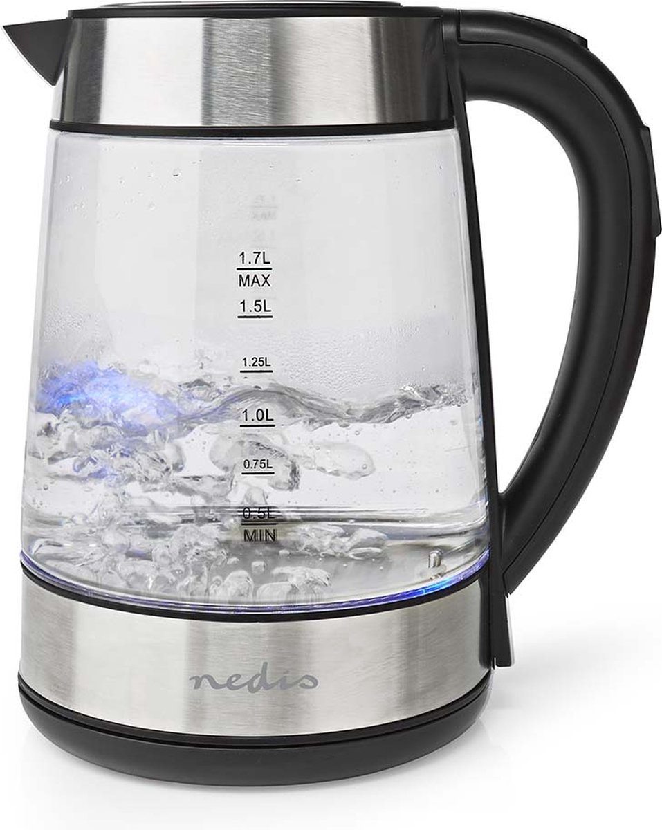 Nedis KAWK320EGS Waterkoker 1.7 L 360° Draaibaar Glas