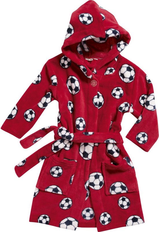 Kinderbadjassen met print-Voetbal rood-122/128