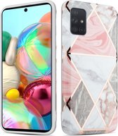 Cadorabo Hoesje geschikt voor Samsung Galaxy A51 4G / M40s in Roze Grijs Wit Marmer No. 10 - Beschermhoes gemaakt van TPU siliconen Case Cover met mozaïek motief
