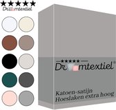 Droomtextiel Katoen - Satijnen Hoeslaken Grijs - Eenpersoons - 80x200 cm - Hoogwaardige Kwaliteit - Super Zacht - Hoge Hoek