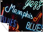 Tuinschilderij Muziek - Memphis - Tennessee - 80x60 cm - Tuinposter - Tuindoek - Buitenposter