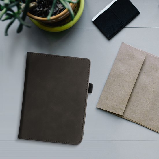 kwmobile e-reader hoesje geschikt voor Kobo Clara 2E hoes - E reader flip case van kunstleer - Ereader cover met stand - In donkergrijs van kwmobile — afbeelding 3