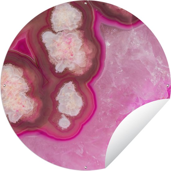 Tuincirkel Close-up van een roze agaat - 60x60 cm - Ronde Tuinposter - Buiten