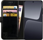 Rosso Element Book Case Wallet Hoesje Geschikt voor Xiaomi 13 Pro | Portemonnee | 3 Pasjes | Magneetsluiting | Stand Functie | Zwart
