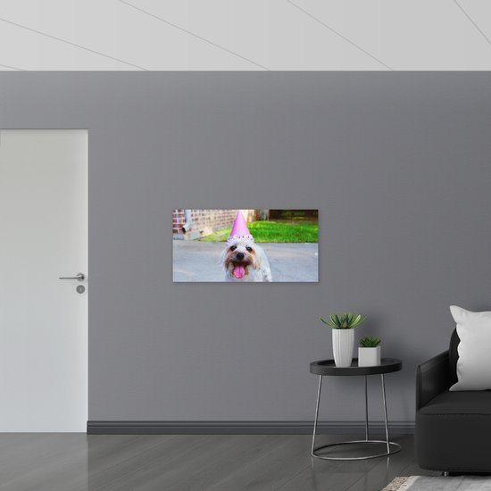 WallClassics - Poster Glossy – Chien Festif - 100x50 cm Photo sur Papier Poster avec Finition Brillante