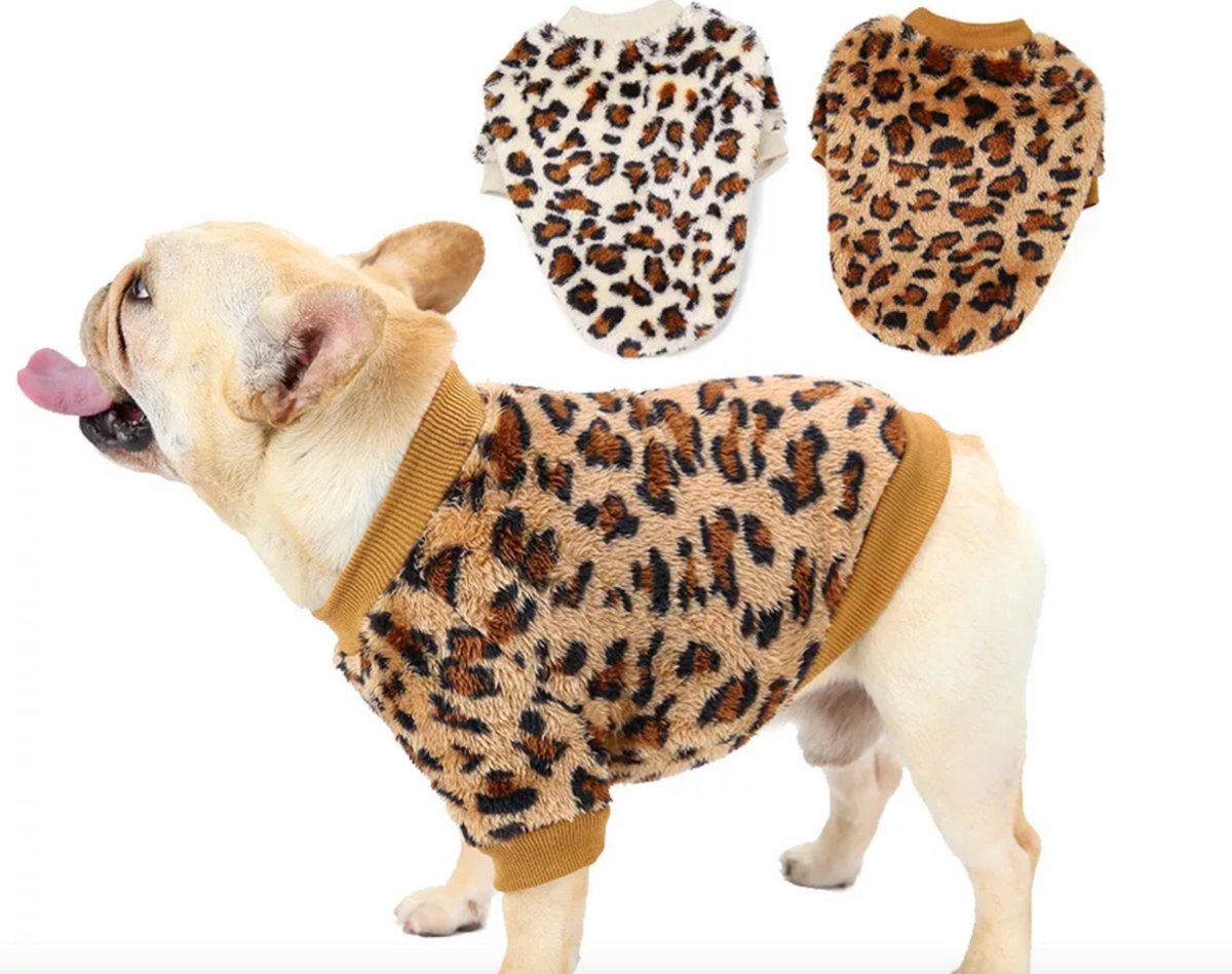 Bol.com Teddy Fleece Hondentrui Leopard Bruin Maat XXL ruglengte 45cm aanbieding