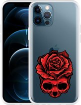 Geschikt voor Apple iPhone 12 Pro Hoesje Red Skull - Designed by Cazy