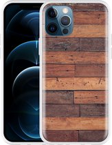 Geschikt voor Apple iPhone 12 Pro Hoesje Houten planken - Designed by Cazy