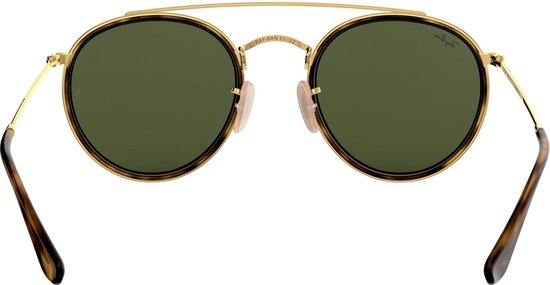 Ray-Ban Round RB3647N Unisex Zonnebril - Goud / Groen van Merkloos — afbeelding 4