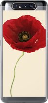 Geschikt voor Samsung Galaxy A80 hoesje - Close-up van een rode klaproos - Siliconen Telefoonhoesje