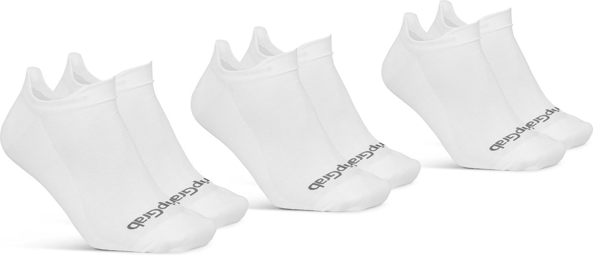 GripGrab - Classic No Show Zomer Fietssokken 3PACK Enkelsokken Coolmax Sport Sokken - Wit - Unisex - Maat M (41-44)