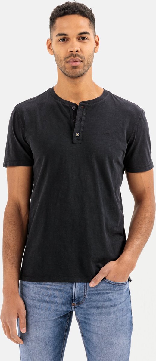 camel active Henley met korte mouwen - Maat menswear-M - Schwarz