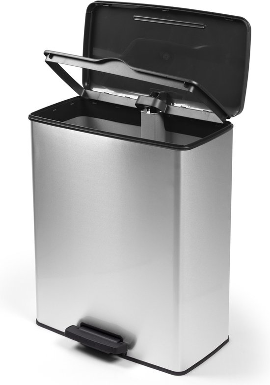 Prullenbak Curver Decobin - 65L - Rectangulaire - Gris Métallisé - Plastique Recyclé