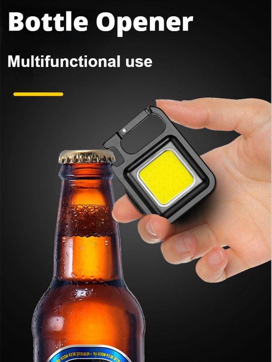 Mini Lampe Porte-clés LED COB Ultra Puissante, Recharge USB, Lampe D'urgence Multifonction